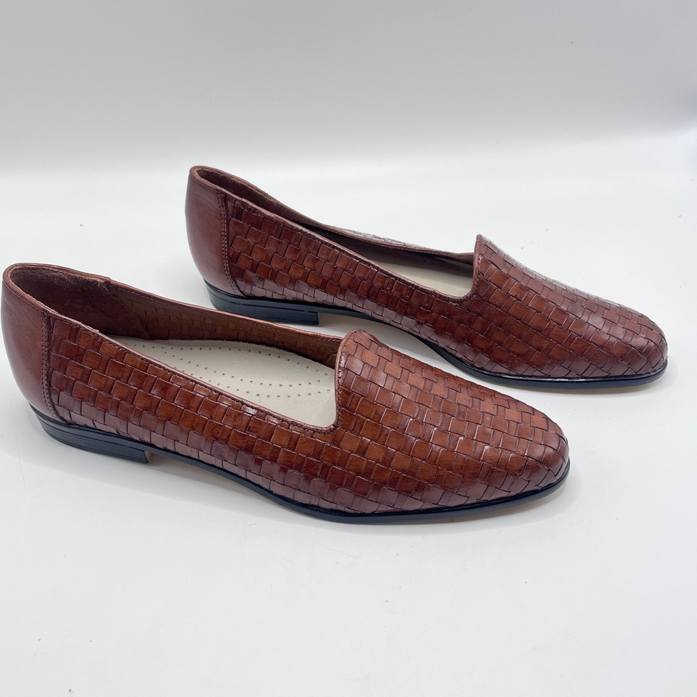 Trotters Brown Woven Leather Loafers Flats 9N Narrow Brazil T5158-530